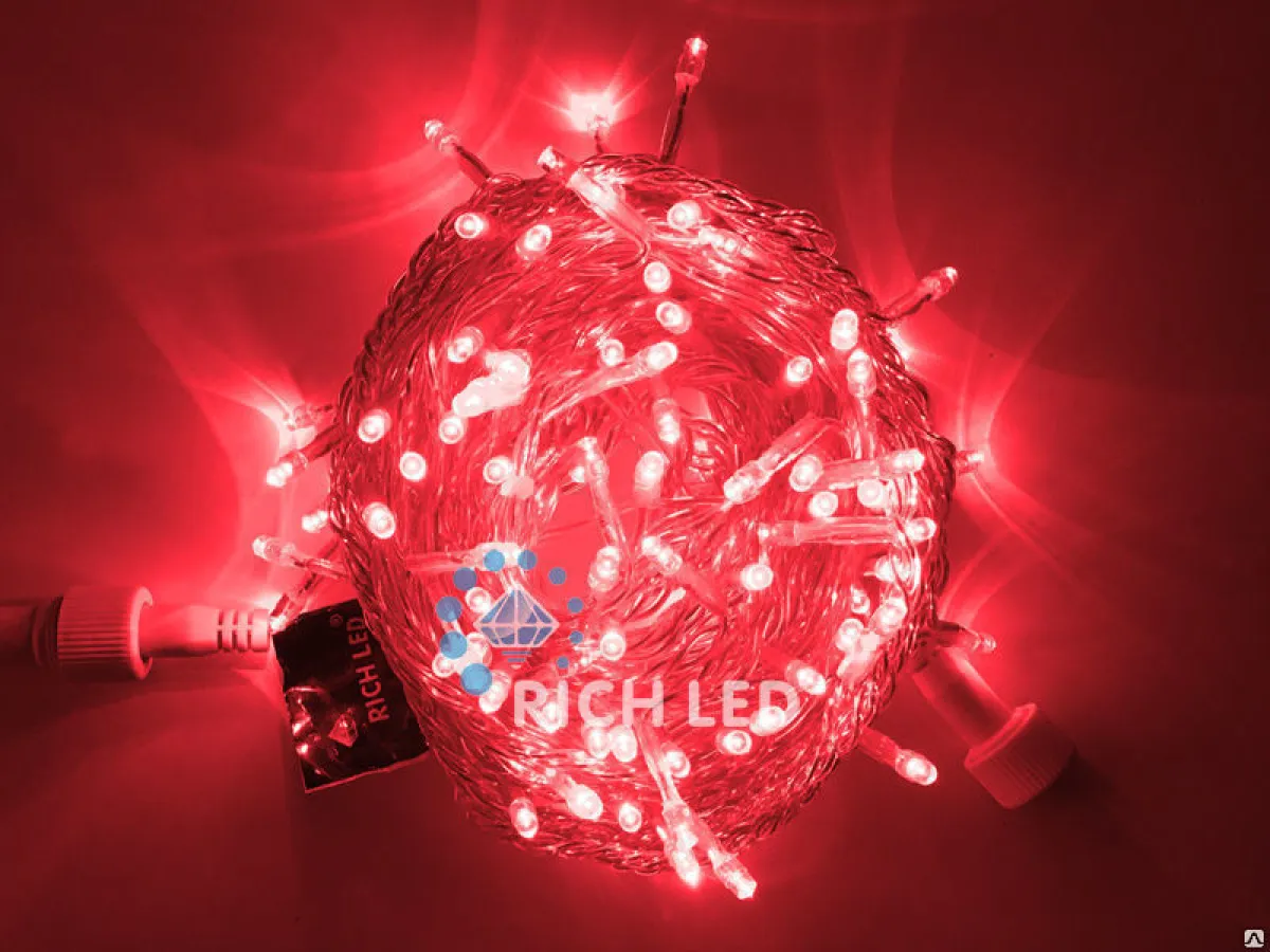 Светодиодная гирлянда Rich LED Нить 10 м, 24В, мерцающая, красный
