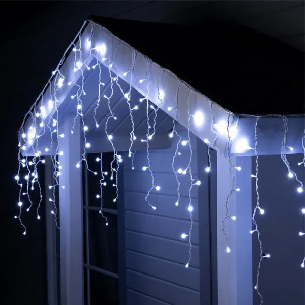Гирлянда "Бахрома" уличная, УМС, 3х0.6 м, 160 LED, SMD (яркие), провод белый ПВХ, белый
