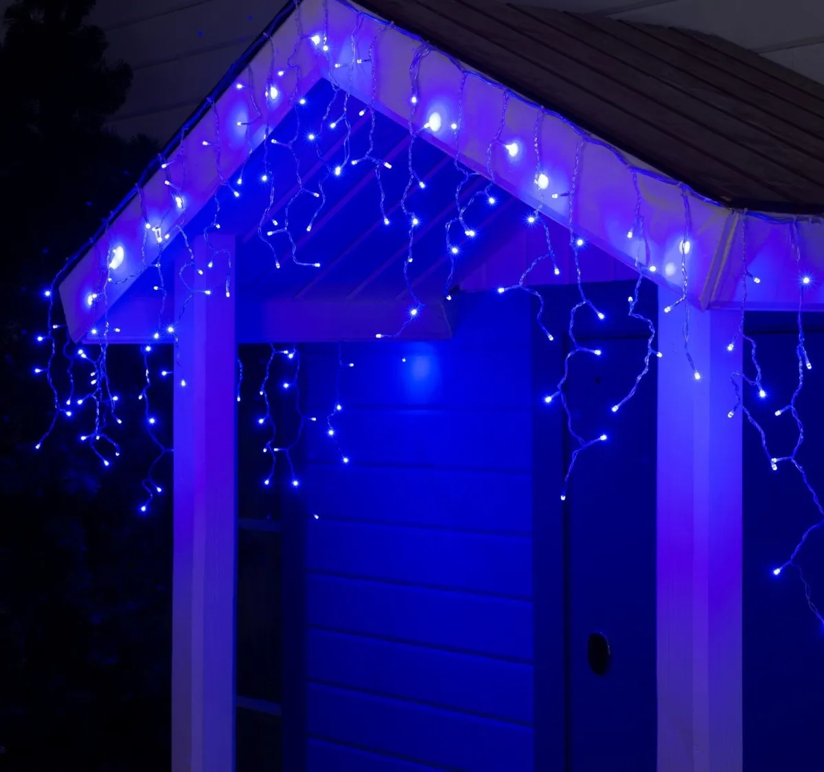 Гирлянда "Бахрома" уличная, УМС, 3х0.6 м, 160 LED, SMD (яркие), провод прозрачный, синий