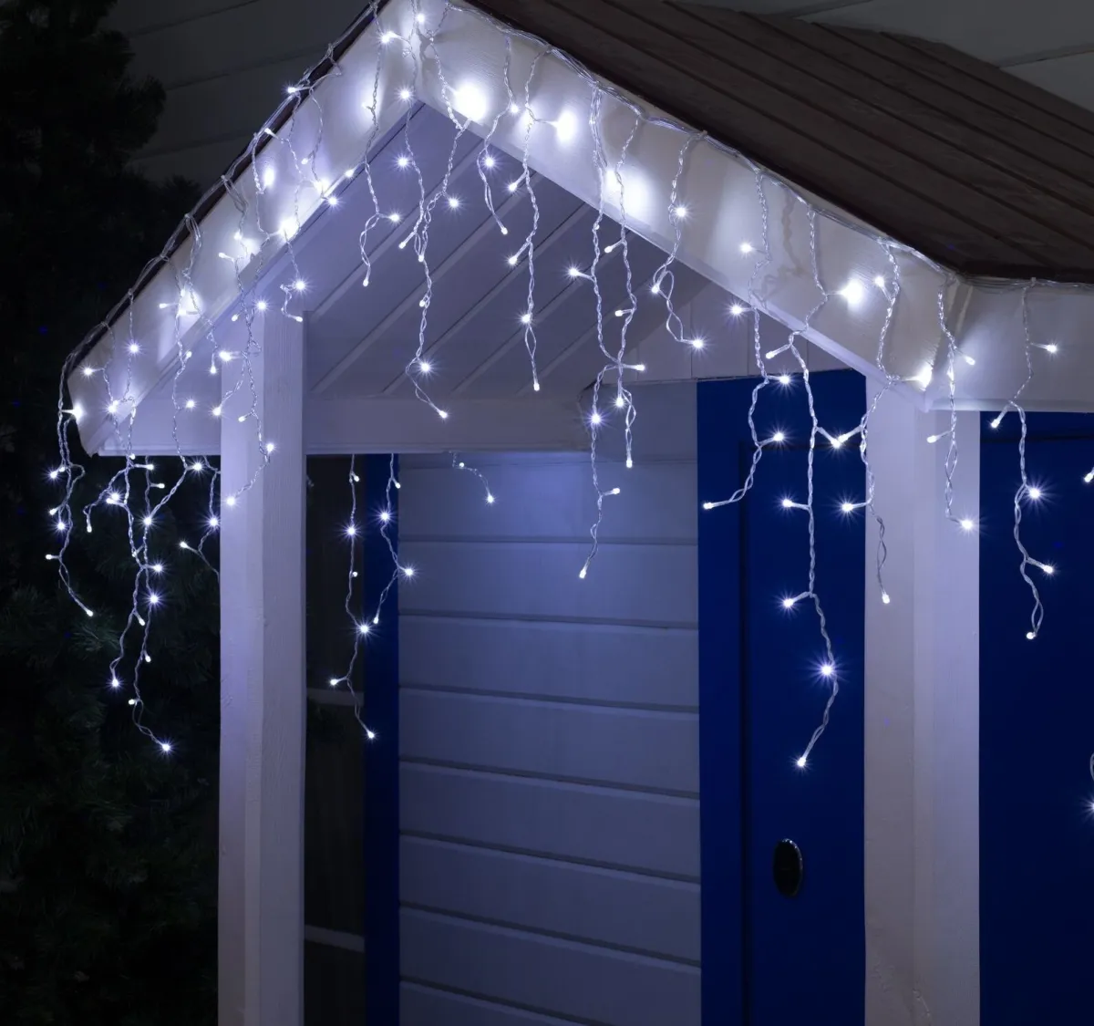 Гирлянда "Бахрома" уличная, УМС, 3х0.6 м, 160 LED, SMD (яркие), провод прозрачный, белый