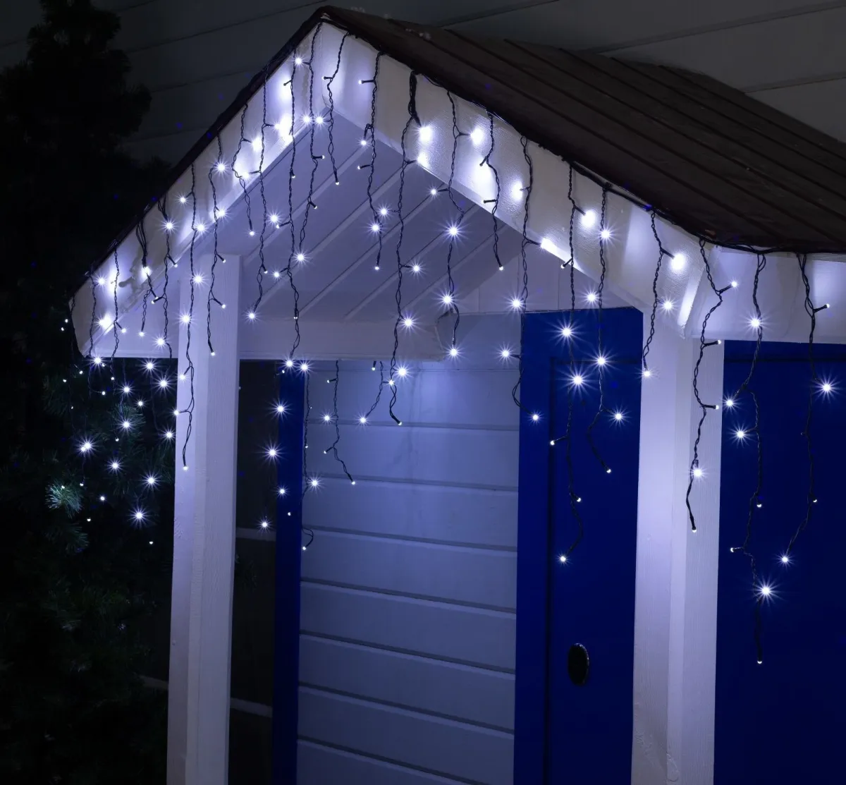 Гирлянда «Бахрома» уличная, УМС, 3х0.6 м, 160 LED SMD (яркие), провод черный ПВХ, белый