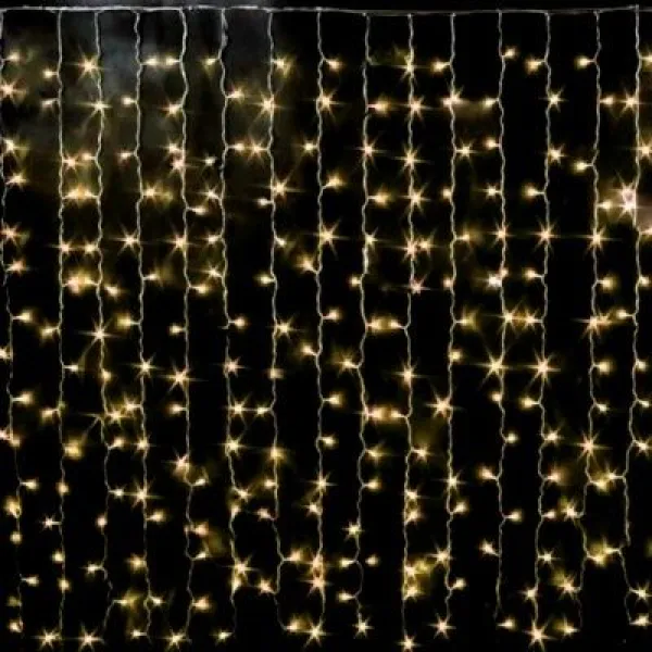 Гирлянда "Занавес (дождь)" 156 LED, 2х2 м, с контроллером, тёплый белый