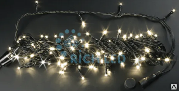 Светодиодная гирлянда "Нить" Rich LED черная 10 м 24В мерцающая, тепло-белый