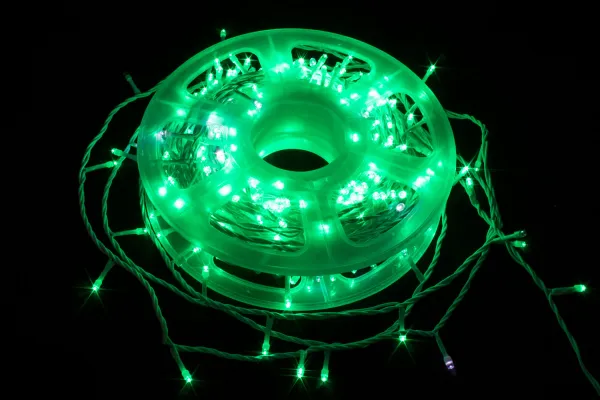 Гирлянда "Нить" ПВХ 220 В 400 LED 40 м, flash-w, провод белый, диаметр 2 мм, IP54, зелёный