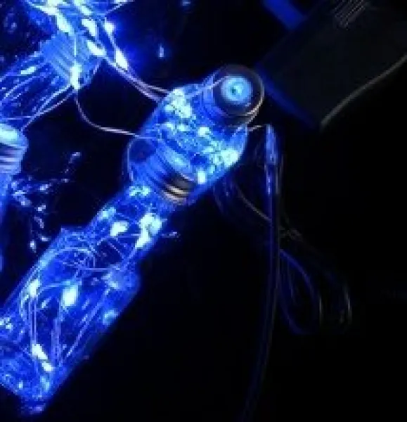 Гирлянда светодиодная "Роса" в бутылках 2,5 м, 10 шт, 90 LED, 12 В, синий