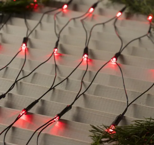 Гирлянда "Сеть", 2 х 2 м, LED-224-220V, 8 режимов, нить тёмная, красный