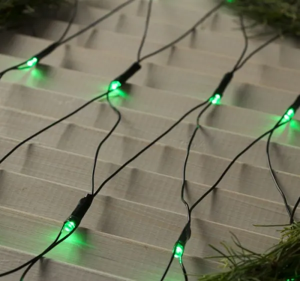 Гирлянда "Сеть", 2 х 2 м, LED-224-220V, 8 режимов, нить тёмная, зелёный