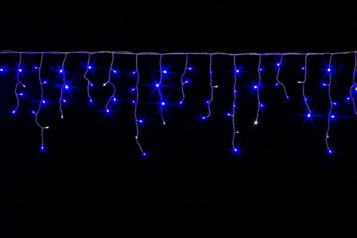 Гирлянда "Бахрома" 6x0.6 м, 204 LED, провод белый ПВХ, мерцает, IP54, синий
