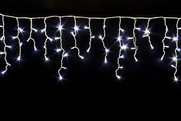 Гирлянда "Бахрома" 6x0.6 м, 204 LED провод белый каучук, IP65, белый