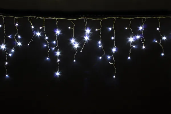 Гирлянда "Бахрома" уличная 3 м, 100 LED, мерцает, провод чёрный каучук, IP65, белый