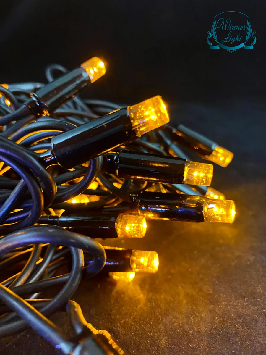 Гирлянда "Бахрома" уличная 3 м, 100 LED, мерцает, провод чёрный каучук, IP65, жёлтый — фото 3