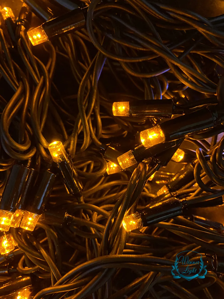 Гирлянда "Бахрома" уличная 3 м, 100 LED, мерцает, провод чёрный каучук, IP65, жёлтый — фото 4