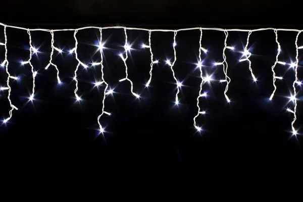 Гирлянда "Бахрома" уличная 25 м, 850 LED, мерцает, провод белый ПВХ, IP54, белый