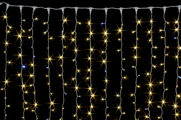 Гирлянда "Занавес (дождь)" уличная 2×3 м, 480 LED, мерцает, провод прозрачный ПВХ, IP65, тёплый белый