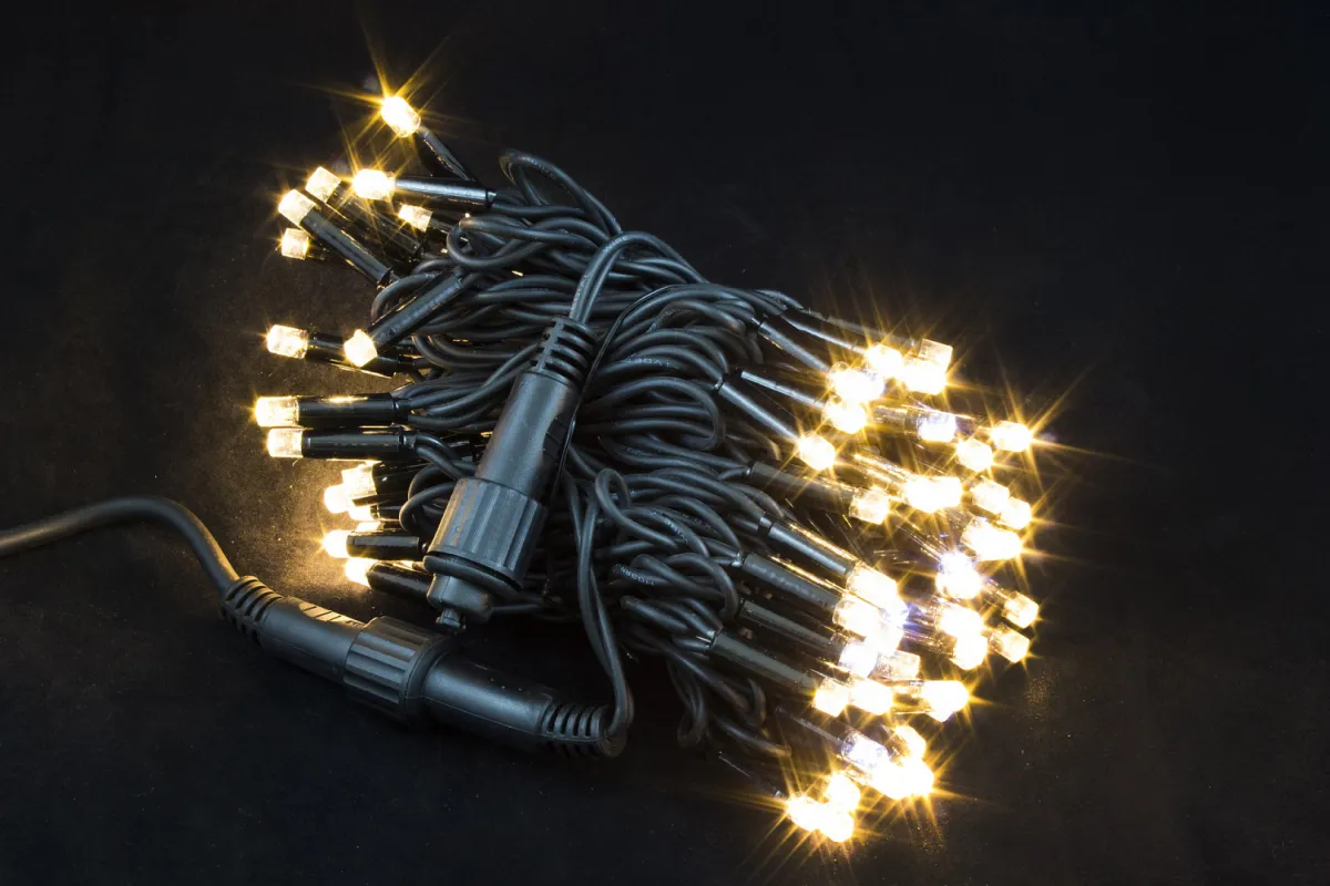 Гирлянда "Нить" уличная 300 LED, 30 м, постоянное свечение, провод прозрачный каучук, IP65, тёплый белый