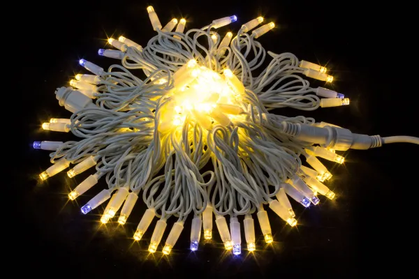 Гирлянда "Нить" уличная 100 LED, 10 м, мерцает, провод белый каучук, IP65, тёплый белый