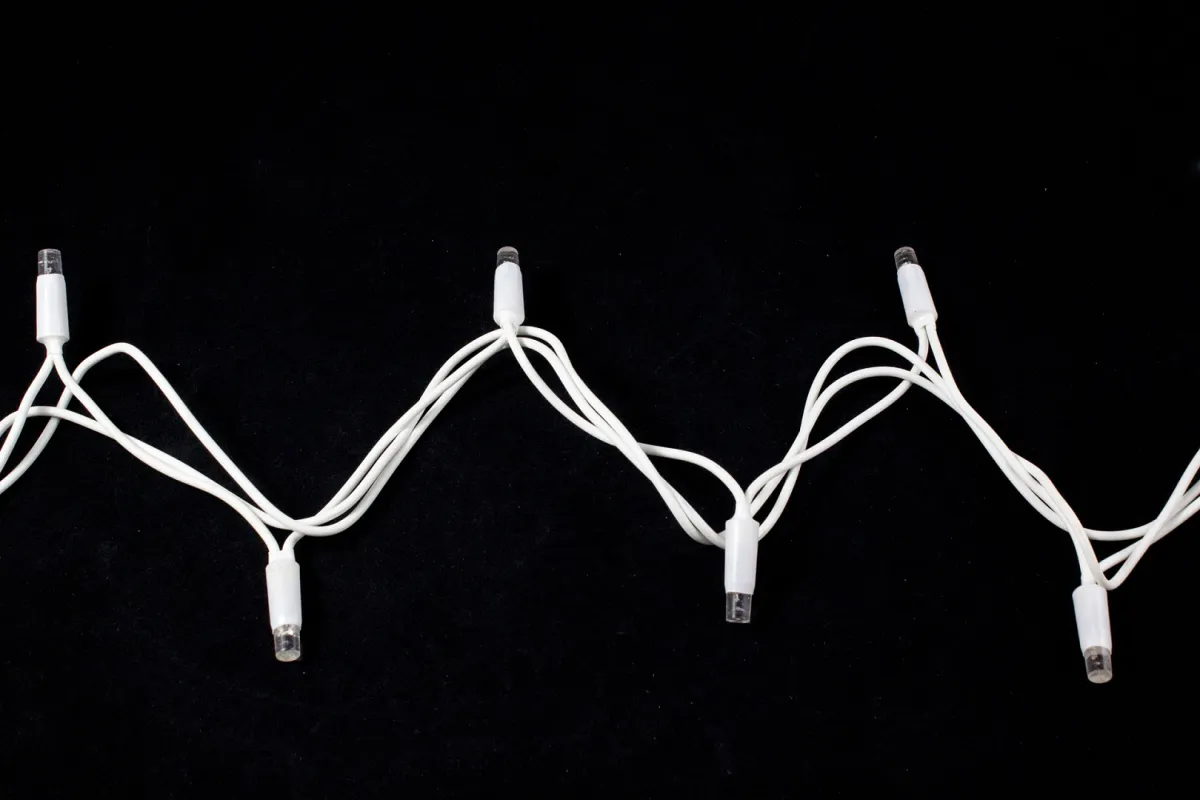 Гирлянда "Нить" уличная 100 LED, 10 м, постоянное свечение, провод белый каучук, IP65, тёплый белый — фото 2