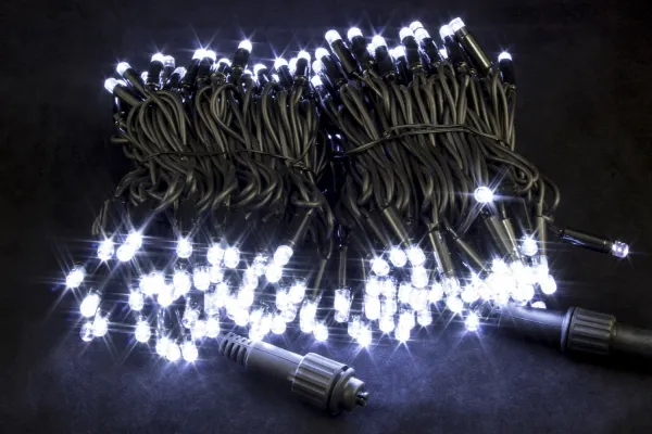 Гирлянда "Нить" уличная 200 LED, 20 м, мерцает, провод чёрный каучук, IP65, белый