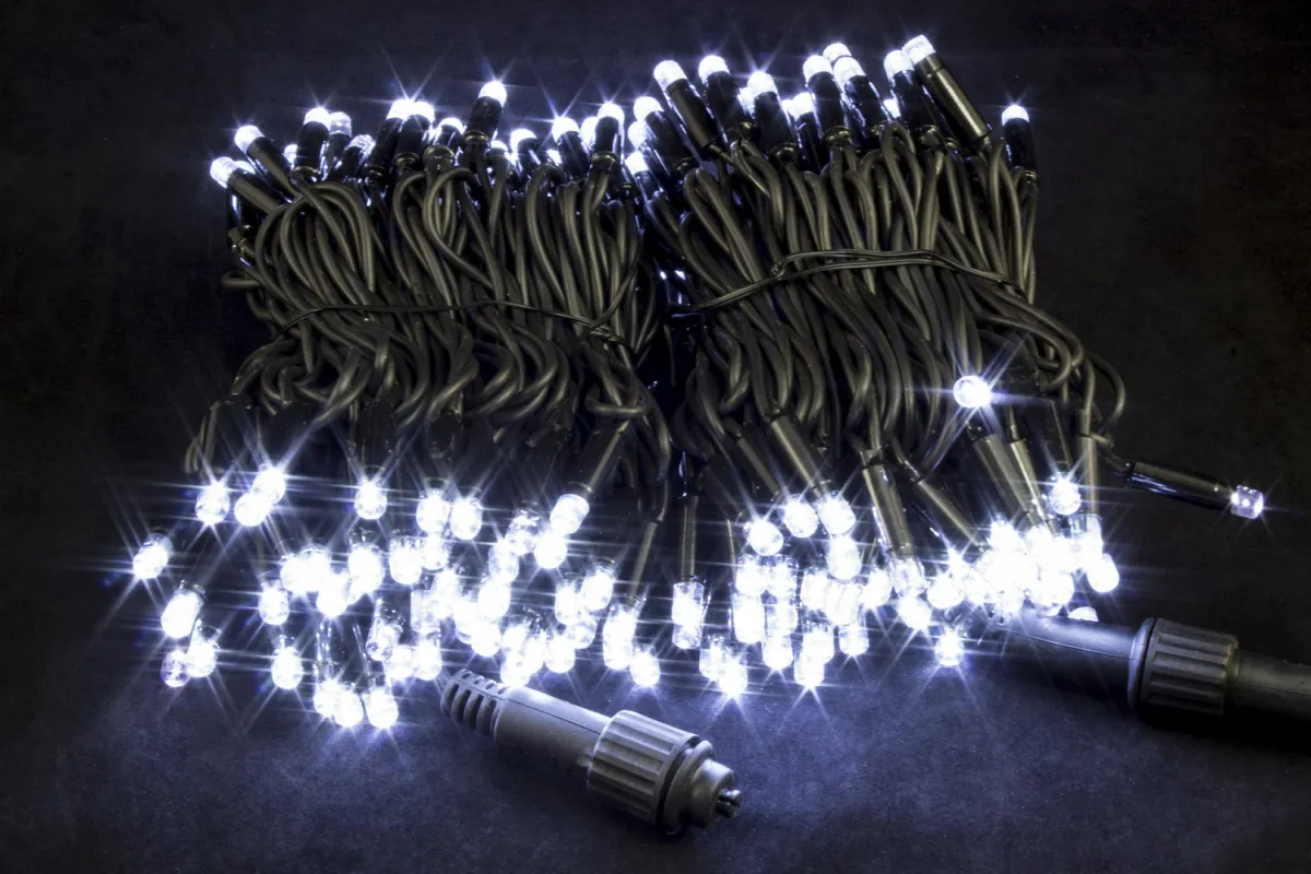 Гирлянда "Нить" уличная 200 LED, 20 м, мерцает, провод чёрный каучук, IP65, белый