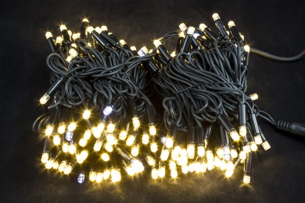 Гирлянда "Нить" уличная 200 LED, 20 м, мерцает, провод чёрный каучук, IP65, тёплый белый