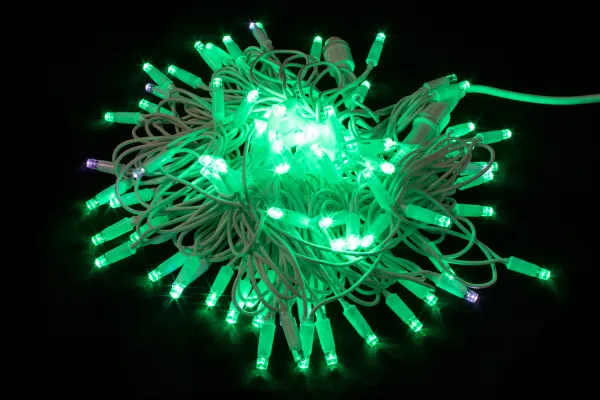 Гирлянда "Нить" уличная 100 LED, 10 м, мерцает, провод чёрный каучук, IP65, зелёный