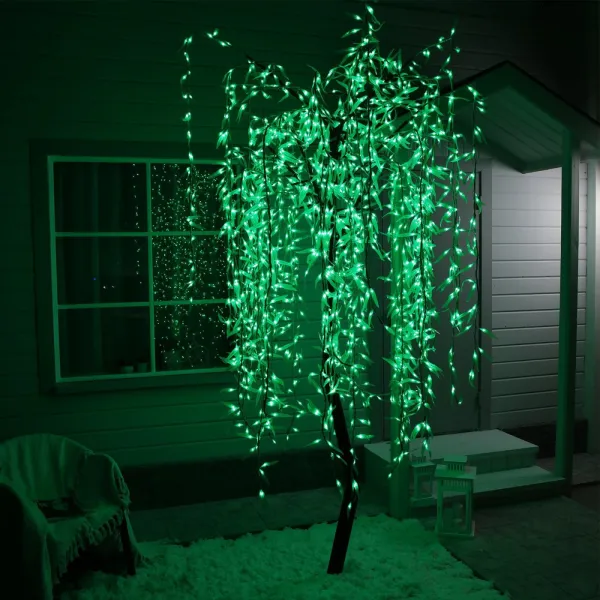Дерево светодиодное «Плакучая ива» 2,5 м, 1728 LED, 220 В, зелёный