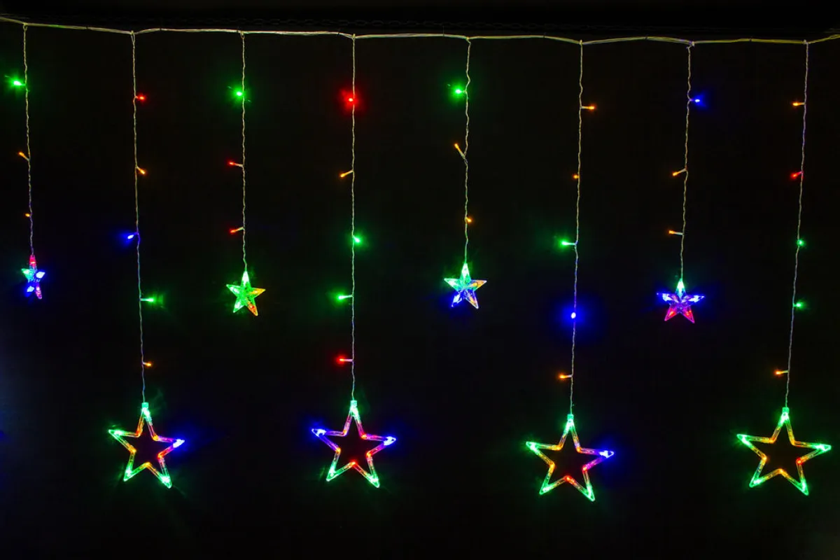 Гирлянда-бахрома "Звезды" 138 LED, 2,5х0,95х0,55 м — фото 2