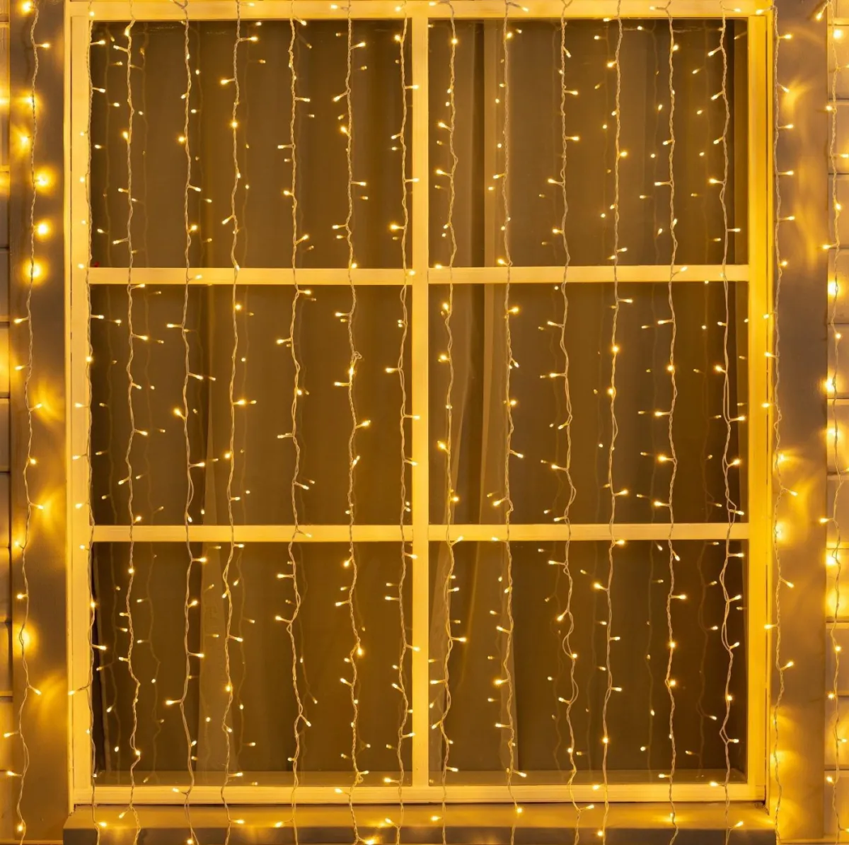 Гирлянда «Занавес (дождь)» уличная 2×3 м, 760 LED, УМС, IP44, тёплый белый