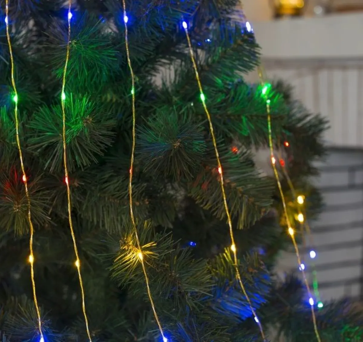 Гирлянда "Конский хвост (капля росы)" 15 нитей по 2 м, 220 В, 300 LED, разноцветная