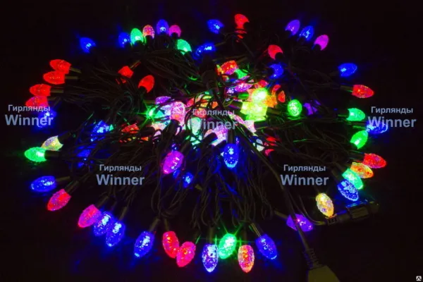 Гирлянда нить-шишка 2,5 см, 100 LED, мульти, 10 м, диаметр 2,2 мм
