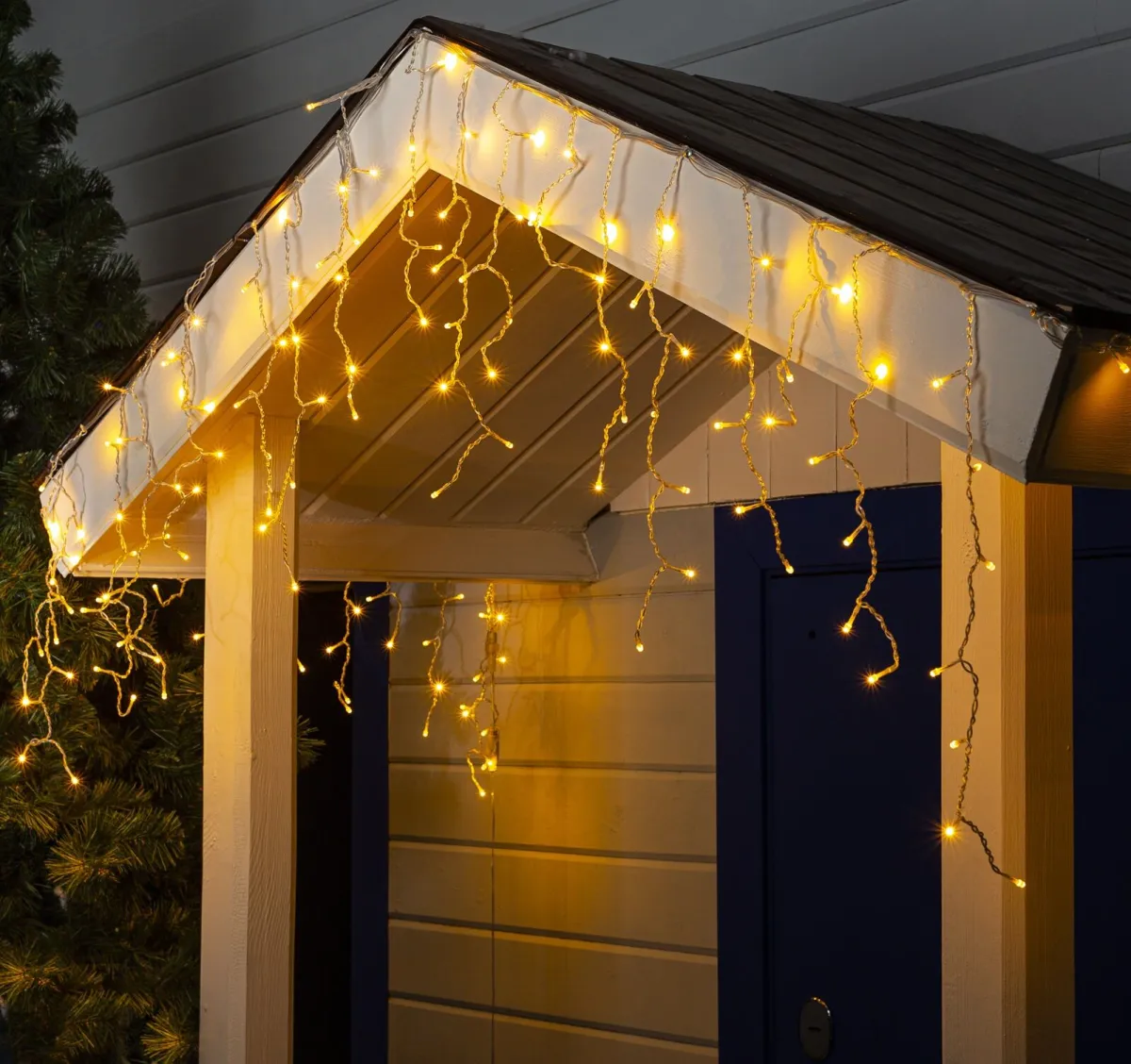 Гирлянда "Бахрома" уличная, УМС, 3х0.6 м, 160 LED, SMD (яркие), провод прозрачный, тёплый белый