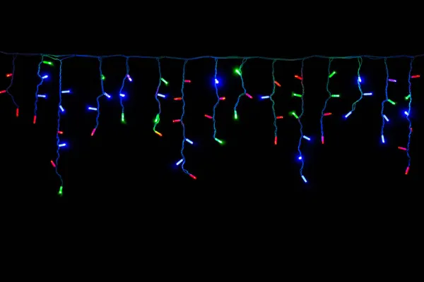 Гирлянда "Бахрома" 3x0.6 м, 100 LED, провод белый каучук, мерцает, IP65, разноцветная