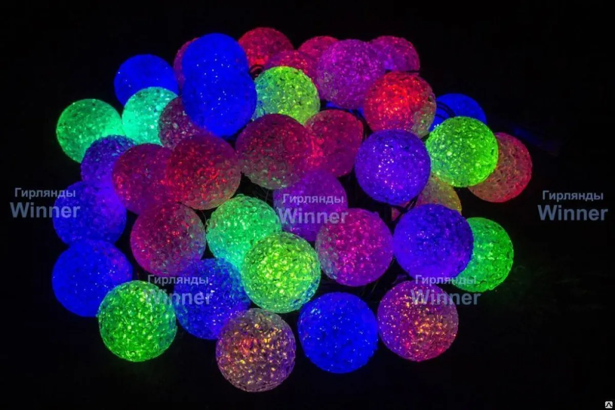 Гирлянда "Нить-сфера" 40 LED, 8 м, IP20 (1 диод 2 цвета) разноцветная