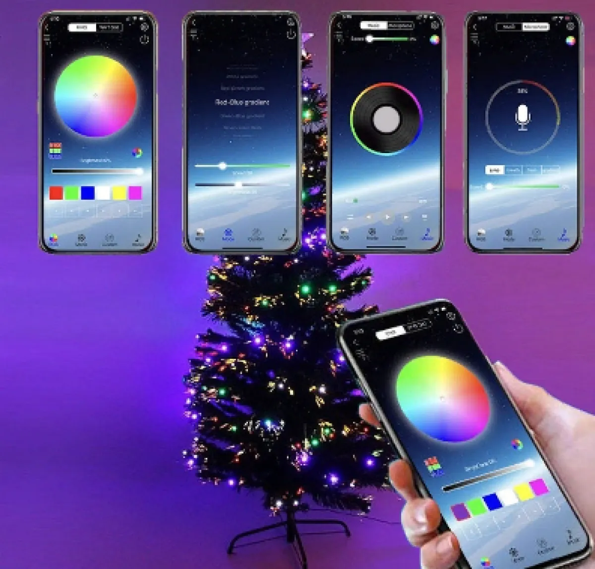 Гирлянда "Нить" USB 100 LED 10 м Bluetooth, управление с телефона и пульта разноцветная — фото 2