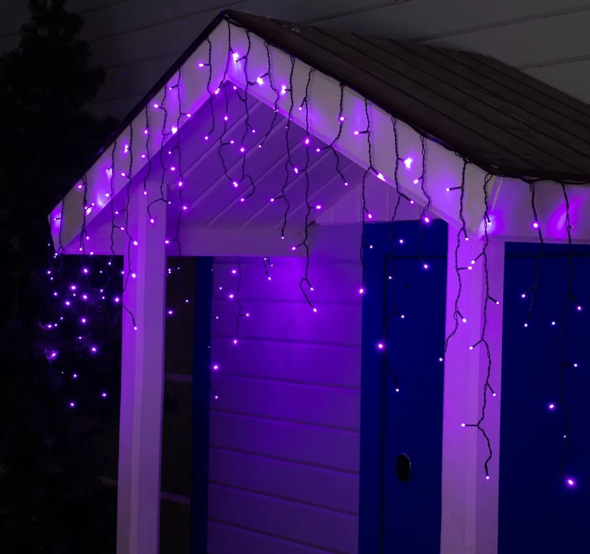 Гирлянда "Бахрома" уличная, 3х0.6 м, 160 LED, провод черный ПВХ, разноцветная — фото 5