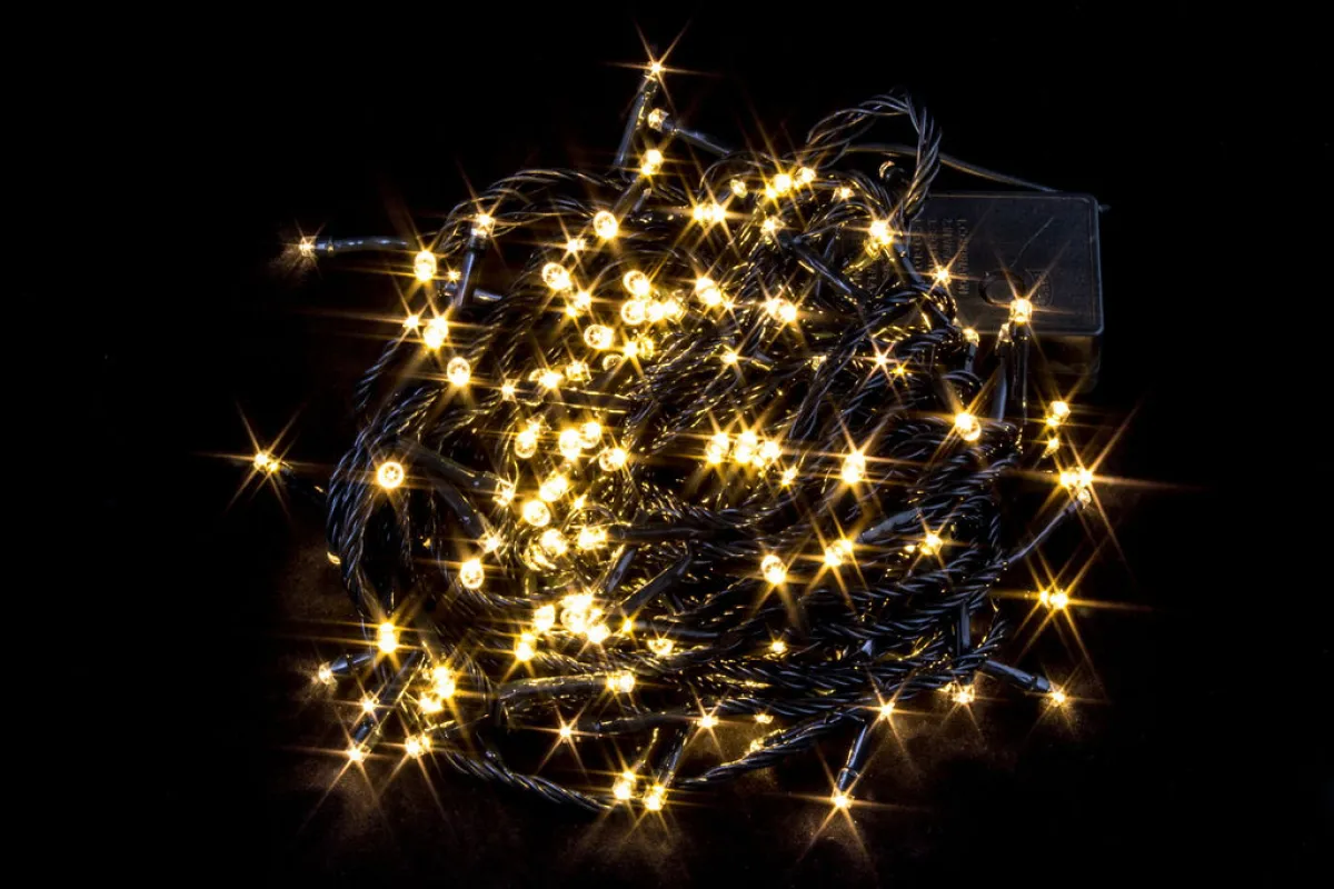 Гирлянда "Нить", 30 м, 400 LED, 220 В, 8 режимов, зеленый провод, теплый белый — фото 3