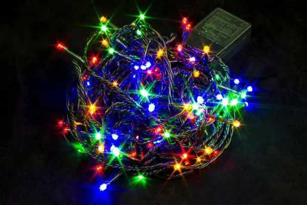 Гирлянда "Нить", 30 м, 400 LED, 220 В, 8 режимов, зеленый провод, разноцветная