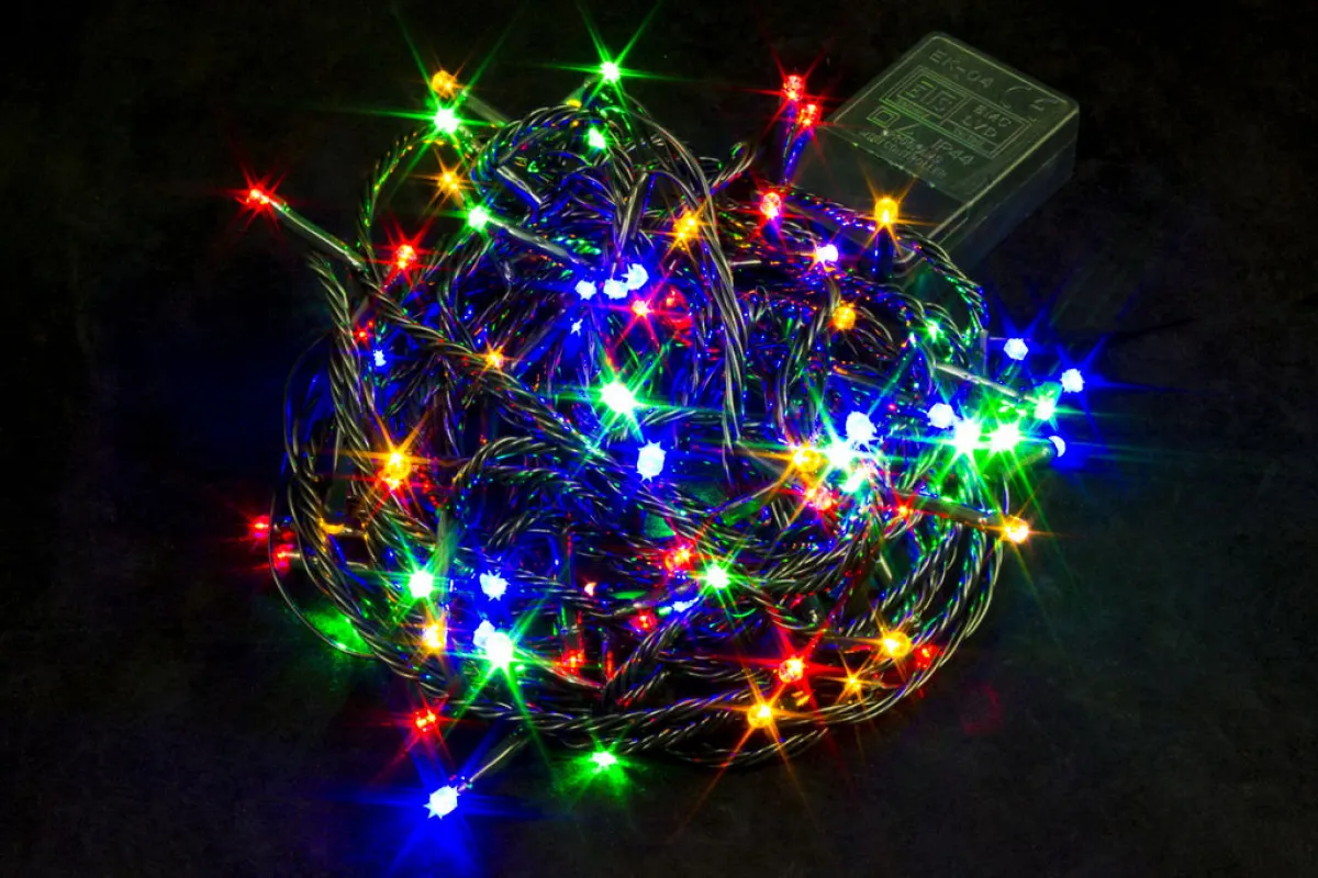 Гирлянда "Нить", 30 м, 400 LED, 220 В, 8 режимов, зеленый провод, разноцветная