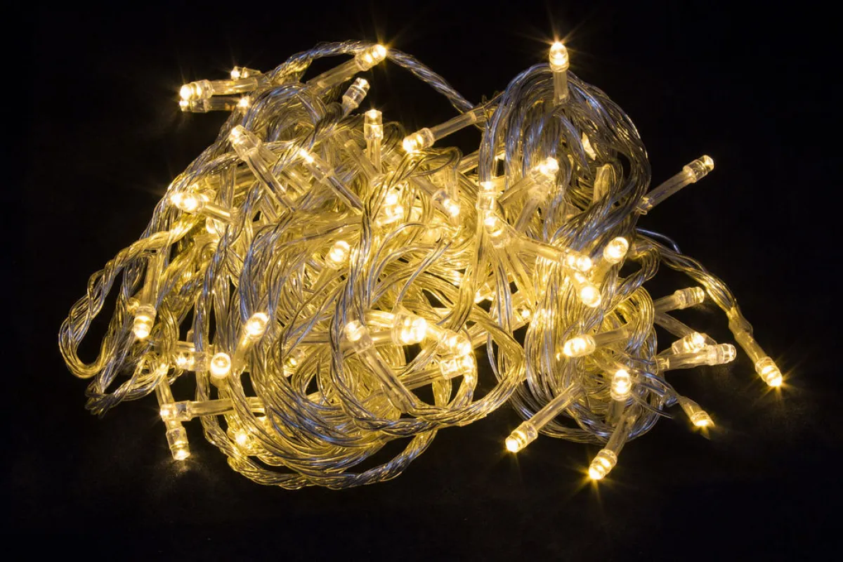 Гирлянда "Нить", 7 м, 100 LED, 220 В, 8 режимов, прозрачный провод, теплый белый