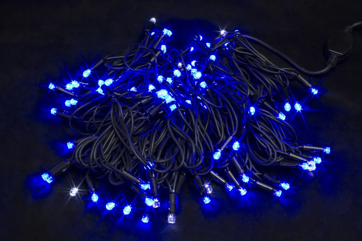 Гирлянда "Нить" уличная, 10 м, 100 LED, провод черный каучук, 220 В, стыкуется, IP65, разноцветная — фото 2