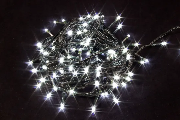 Гирлянда "Нить", 16 м, 200 LED, 220 В, 8 режимов, зеленый провод, белый