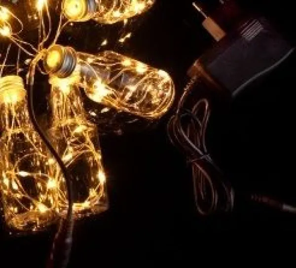 Гирлянда светодиодная "Роса" в бутылках 2,5 м, 10 шт, 90 LED, 12 В, тёплый белый