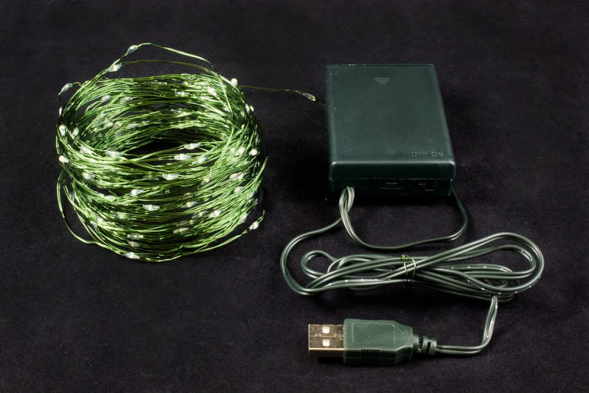 Гирлянда "Нить-роса" 200 LED 20 м на батарейках и USB разноцветная — фото 3