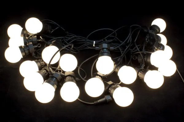 Гирлянда "Нить-шарики", 5 см, 20 LED, 11 м, стыкуется,контроллер, 24 В, тёплый белый