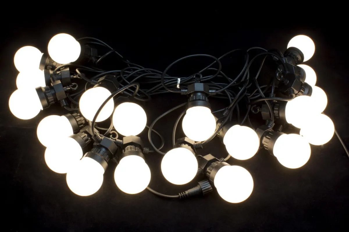 Гирлянда "Нить-шарики", 5 см, 20 LED, 11 м, стыкуется,контроллер, 24 В, тёплый белый