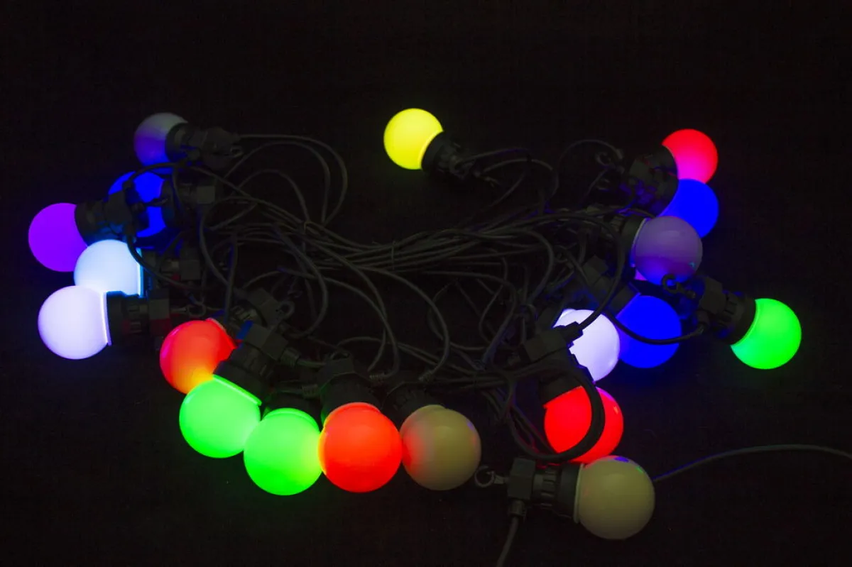 Гирлянда "Нить-шарики", 5 см, 20 LED, 11 м, стыкуется,контроллер, 24 В, разноцветная