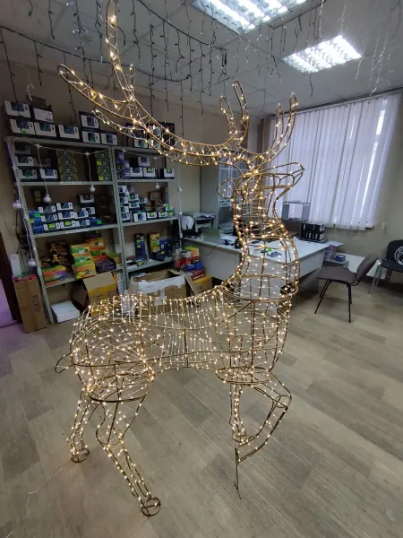 Фигура светодиодная "Олень Золотой" 200х120х45 см, 1000 LED