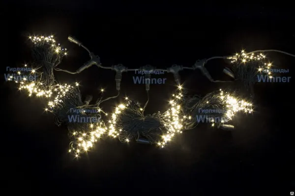 Комплект гирлянд "Нить" для деревьев 5х20м, 1000LED, IP44, соединяется, Теплый белый, 24V
