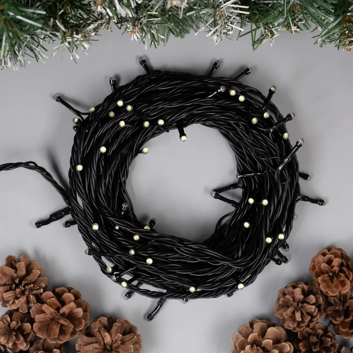 Гирлянда "Нить" уличная, УМС, провод черный, 10 м, 100 LED, 220 В, 3 Вт, стыкуется, разноцветная — фото 2