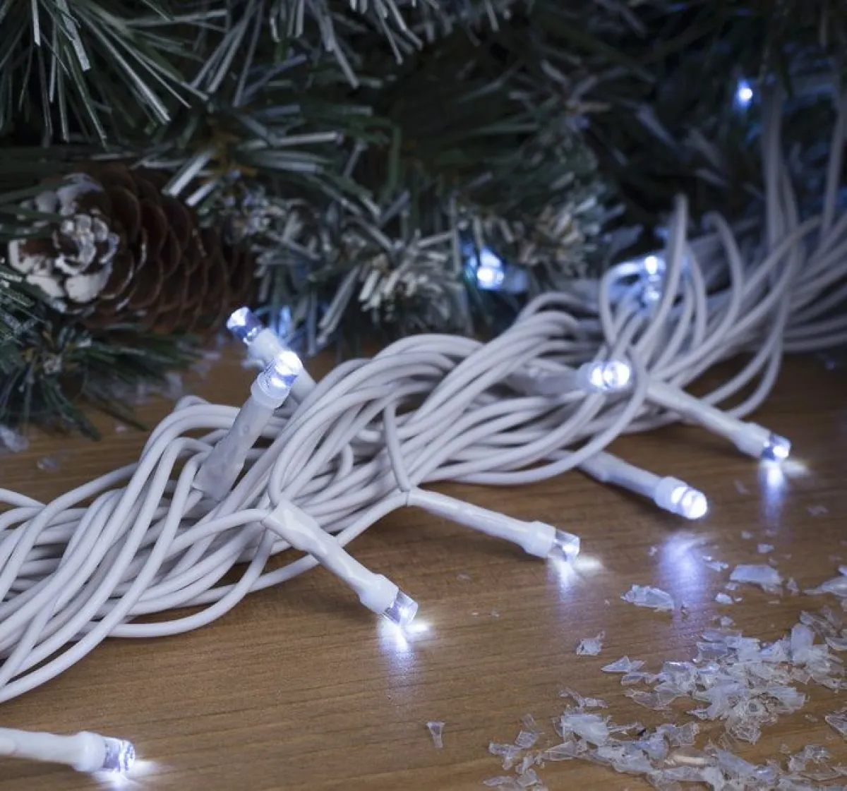 Гирлянда "Нить" уличная, УМС, провод белый, 10 м, 100 LED, 220 В, 3 Вт, стыкуется, разноцветная — фото 2